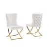 Best Master Furniture Blythe Beige Velvet With Gold Dining Chairs, Set Of 2 In White