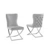 Best Master Furniture Blythe Grey Velvet With Silver Dining Chairs, Set Of 2 In Gray