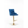 Best Master Furniture Brightcast 2-piece Velvet Tufted Gold Bar Stools In Blue