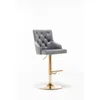 Best Master Furniture Brightcast 2-piece Velvet Tufted Gold Bar Stools In Dark Gray In Gray