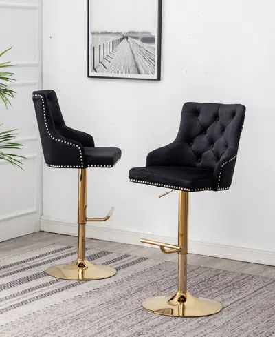 Best Master Furniture Brightcast Tufted Bar Stools, 2 Piece In Black