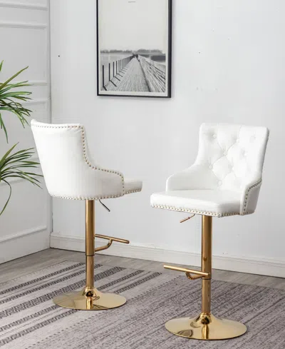 Best Master Furniture Brightcast Tufted Bar Stools, 2 Piece In White