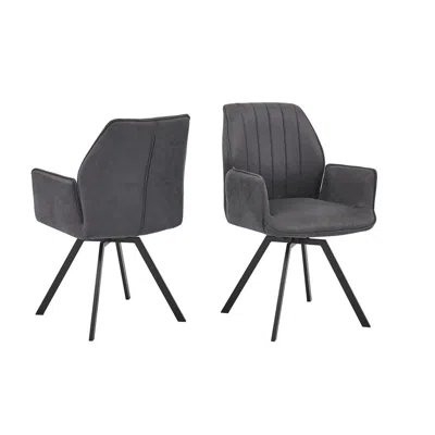 Best Master Furniture Chidimma 19" Swivel Dining Arm Chair In Gray (set Of 2)