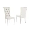 Best Master Furniture Danis Beige Velvet With Silver Dining Chairs, Set Of 2