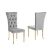 Best Master Furniture Danis Grey Velvet With Gold Dining Chairs, Set Of 2