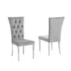 Best Master Furniture Danis Grey Velvet With Silver Dining Chairs, Set Of 2 In Gray