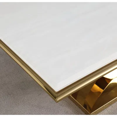 Best Master Furniture Danis Stone Marble Laminate Gold Coffee Table