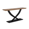 Best Master Furniture Danport Rectangle Transtional Console Table With Wood Top, Natural/espresso In Black