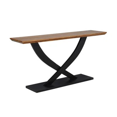 Best Master Furniture Danport Rectangle Transtional Console Table With Wood Top, Natural/espresso In Black