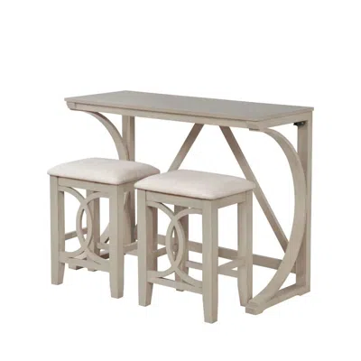 Best Master Furniture Dappelle 3-piece Pub Dining Set With Usb-a & Usb-c Ports In 1 Box, Antique White In Gray