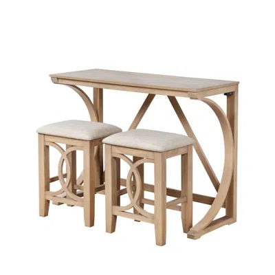 Best Master Furniture Dappelle 3-piece Pub Dining Set With Usb-a & Usb-c Ports In 1 Box, Natural In Brown