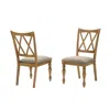 Best Master Furniture Dining Chairs With Linen Blend Cushions, Set Of 2, Antique Natural Oak In Brown