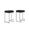 Best Master Furniture Dorrington Faux Leather Backless Counter Height Stool In Black/silver (set Of 2)