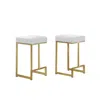 Best Master Furniture Dorrington Faux Leather Backless Counter Height Stool In White/gold (set Of 2) In White