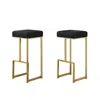 Best Master Furniture Dorrington Modern Faux Leather Backless Bar Stool In Black/gold (set Of 2)