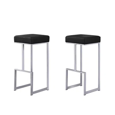 Best Master Furniture Dorrington Modern Faux Leather Backless Bar Stool In Black/silver (set Of 2) In Blue