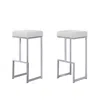 Best Master Furniture Dorrington Modern Faux Leather Backless Bar Stool In White/silver (set Of 2) In White