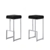 Best Master Furniture Dorrington Modern Velvet Backless Bar Stool In Black/silver (set Of 2) In Black