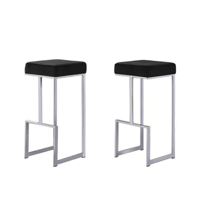 Best Master Furniture Dorrington Modern Velvet Backless Bar Stool In Black/silver (set Of 2)