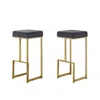Best Master Furniture Dorrington Modern Velvet Backless Bar Stool In Gray/gold (set Of 2) In Gray