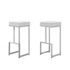 Best Master Furniture Dorrington Modern Faux Leather Backless Bar Stool In White/silver (set Of 2) In White