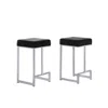 Best Master Furniture Dorrington Velvet Backless Counter Height Stool In Black/silver (set Of 2)