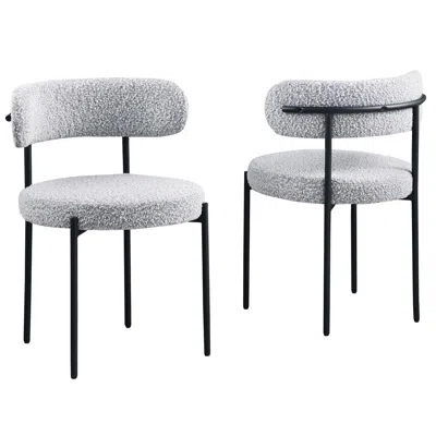 BEST MASTER FURNITURE DREXEL BOUCLE FABRIC GRAY DINING CHAIRS (SET OF 2)