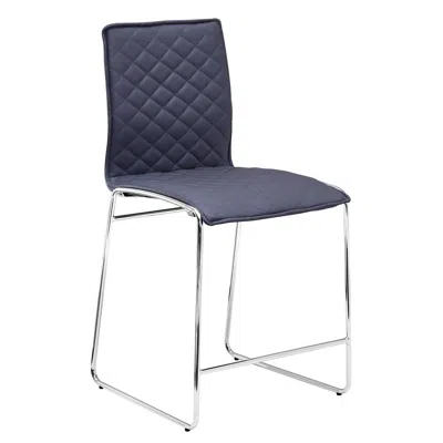 Best Master Furniture Duncan 24" Faux Leather Counter Stool In Gray/chrome In Blue