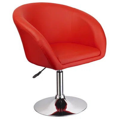 Best Master Furniture Faux Leather Swivel Coffee Chair In Red/chrome Legs In Brown