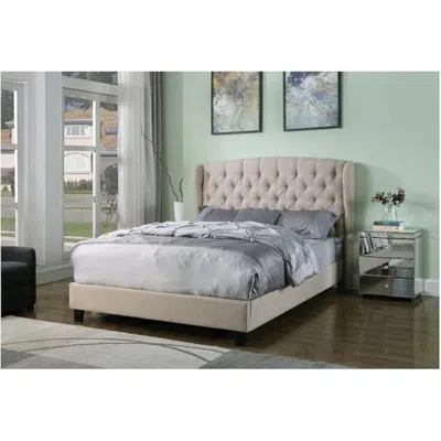 Best Master Furniture Frances Solid Wood/fabric Upholstry Cal King Platform Bed - Beige In White