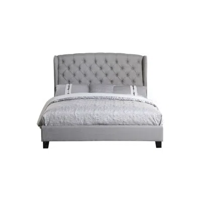 Best Master Furniture Frances Solid Wood/fabric Upholstry Cal King Platform Bed - Grey In Gray