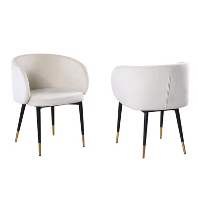 Best Master Furniture Hemingway Velvet Upholstered Side Chair In Cream In Black