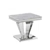 Best Master Furniture Ivane Stone Marble Laminate Silver End Table In Gray