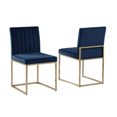 Best Master Furniture Jacobsen Navy Velvet Armless Chairs (set Of 2)
