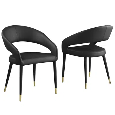 BEST MASTER FURNITURE JACQUES FAUX LEATHER BLACK DINING CHAIRS (SET OF 2)