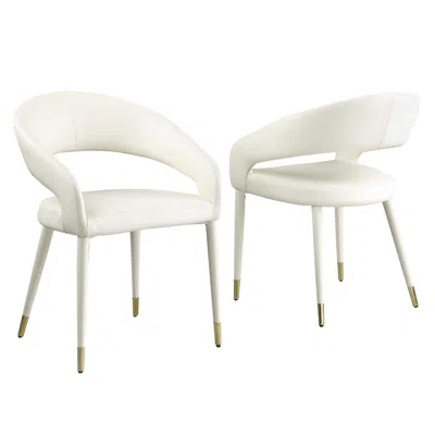 BEST MASTER FURNITURE JACQUES FAUX LEATHER WHITE DINING CHAIRS (SET OF 2)