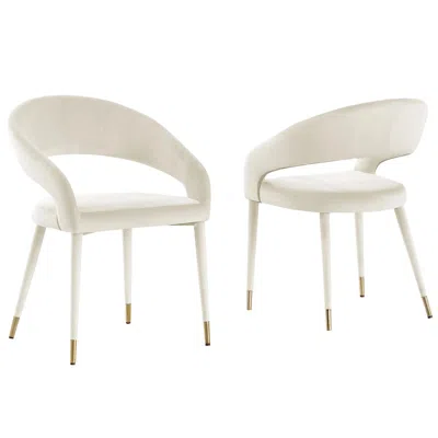 Best Master Furniture Jacques Velvet Cream Dining Chairs (set Of 2)