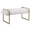 Best Master Furniture Jamie White Faux Fur Accent Bench With Gold Frame