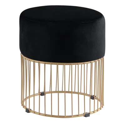 Best Master Furniture Jerold Black Velvet With Gold Base Ottoman