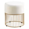 Best Master Furniture Jerold Cream Velvet With Gold Base Ottoman