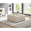 Best Master Furniture Kelly Square Transitional Linen Fabric Ottoman In Beige
