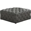 Best Master Furniture Kelly Square Transitional Linen Fabric Ottoman In Gray