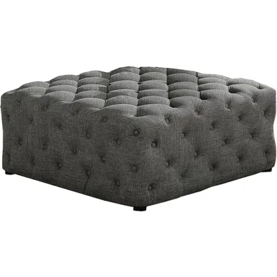 Best Master Furniture Kelly Square Transitional Linen Fabric Ottoman In Gray In Blue