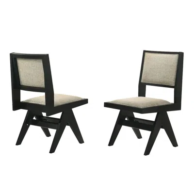 Best Master Furniture Manhattan Transitional Upholstered Dining Chairs, Set Of 2, Ebony Black