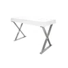 Best Master Furniture Modern Stainless Steel Frame Computer Desk - Silver High Gloss In White
