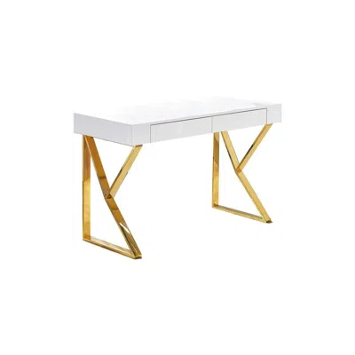 Best Master Furniture Philon 47" Modern Wood Computer Desk In Gold In White