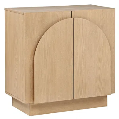 Best Master Furniture Questa Scandinavian Mid-century 2-door Cabinet With Arch Handles, Light Oak In Neutral