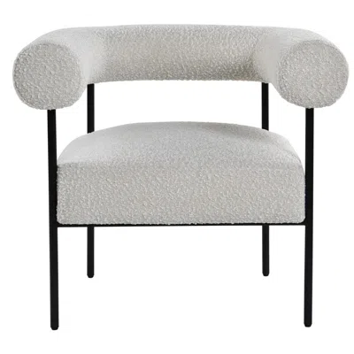 Best Master Furniture Shena Cream Boucle Fabric With Black Leg Accent Chair In Gray