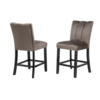 Best Master Furniture Sheridan Velvet Counter Height Chairs, Set Of 2, Cedar Brown