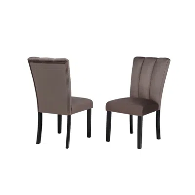 Best Master Furniture Sheridan Velvet Dining Chairs, Set Of 2, Cedar Brown In Gray